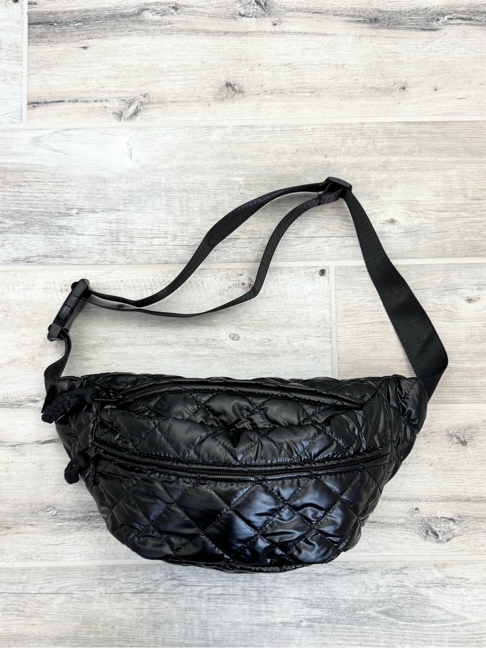 Black Quilted Unisex Fanny Pack Waist Crossbody Sling Bag